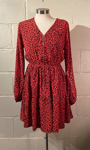 Red Leopar Print Dress